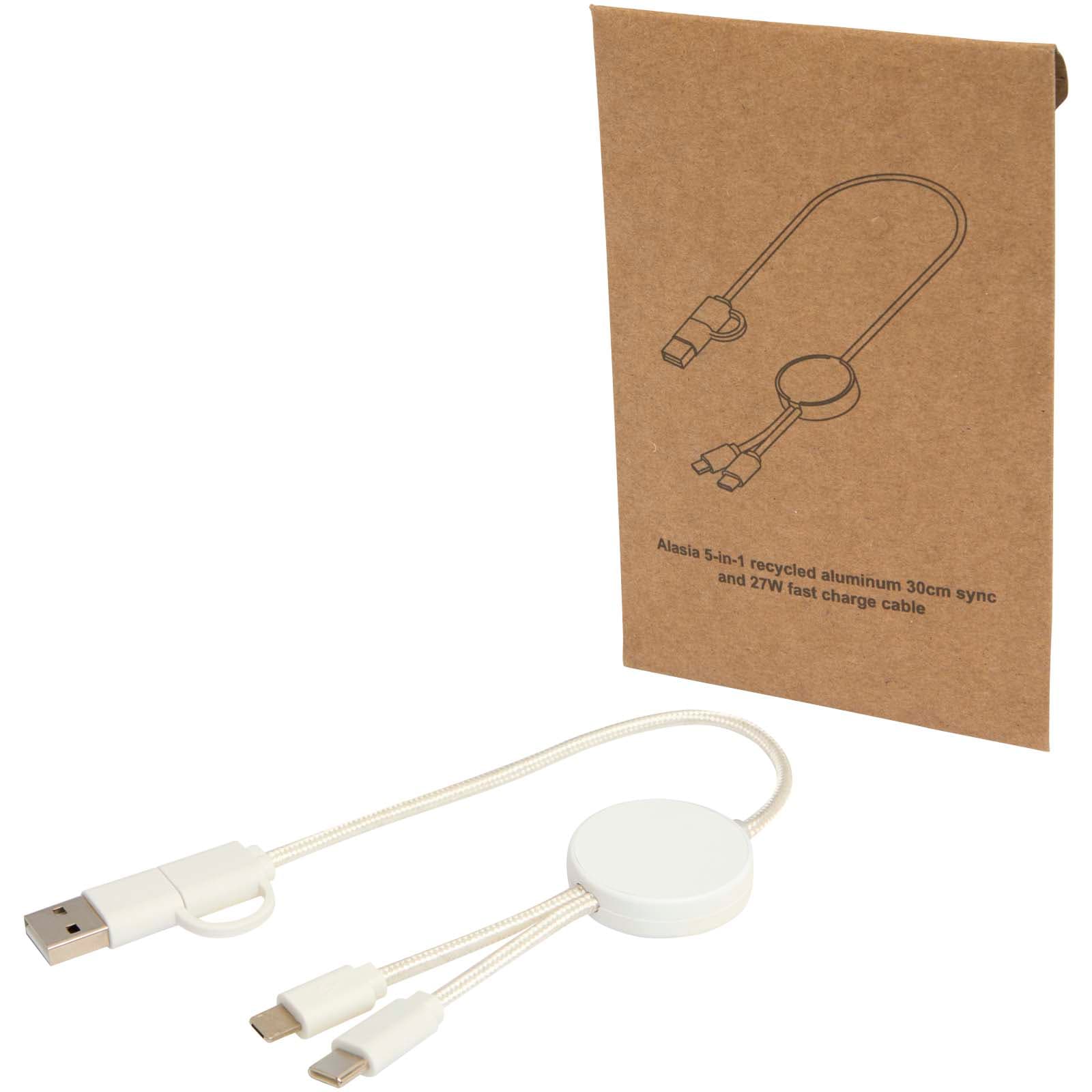 Citala 5-i-1 kabel for datasynkronisering og 27 W hurtiglading, av resirkulert plast, Hvit