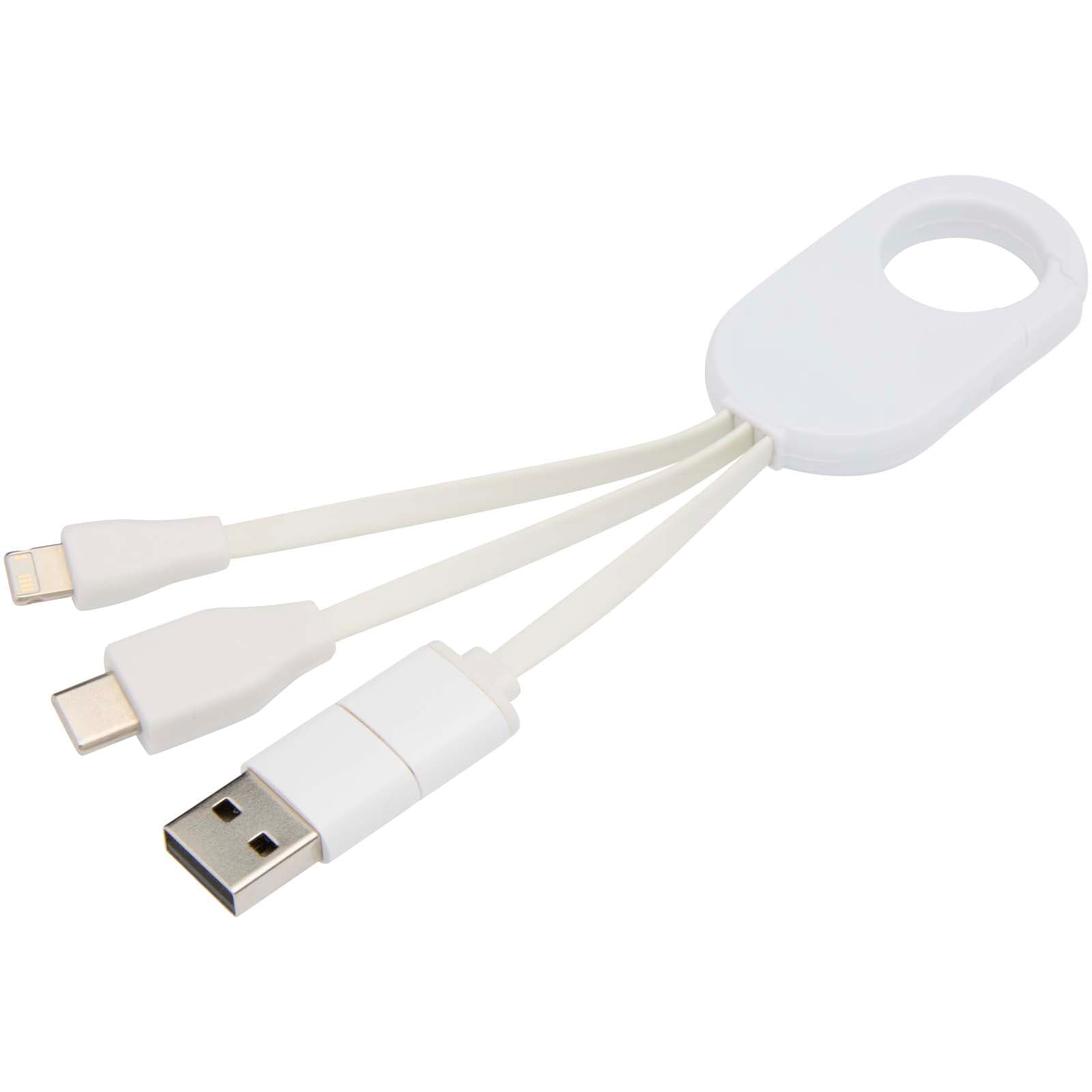 Troop 4-i-1 ladekabel av resirkulert plast, Hvit