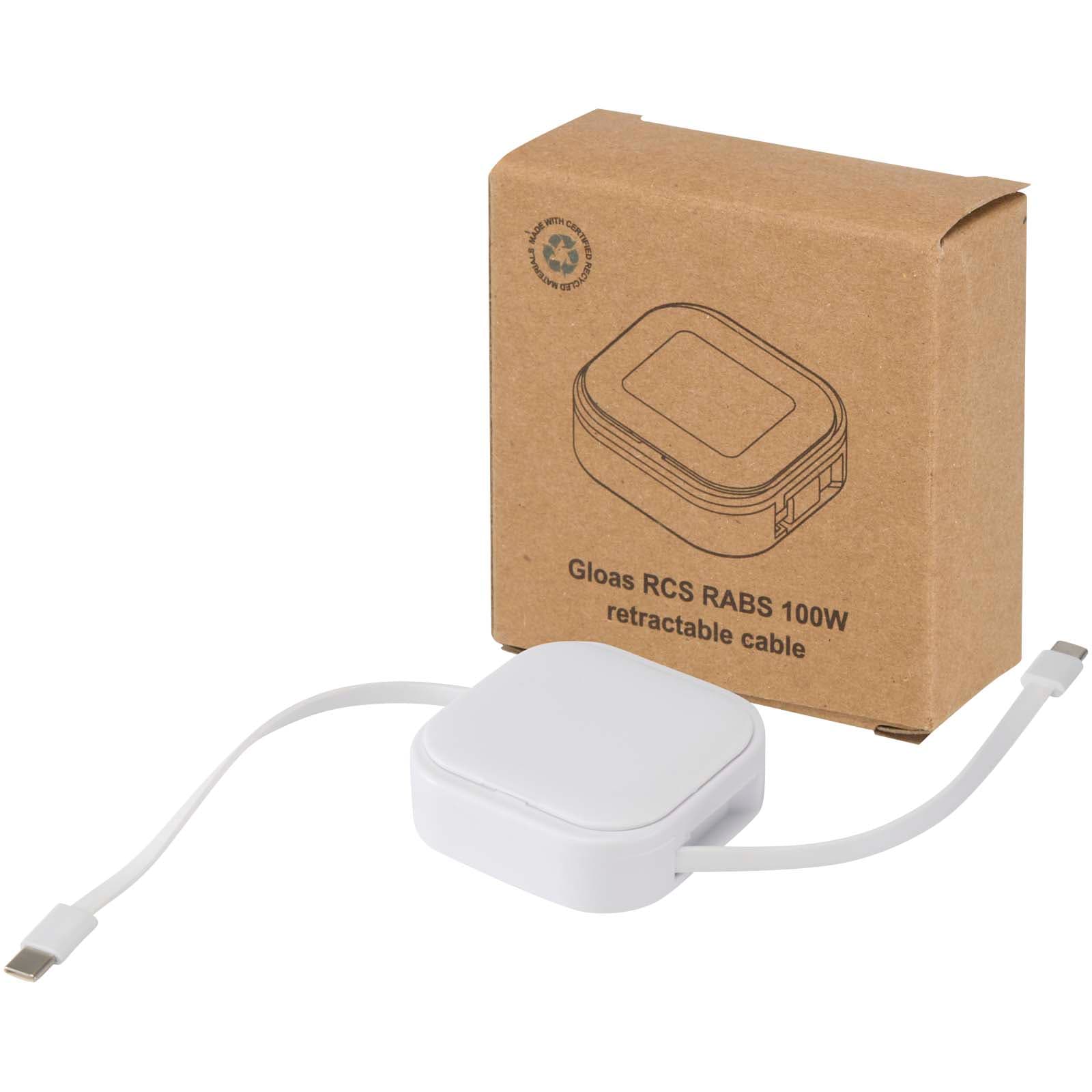 Gloas 5-i-1 100 cm uttrekkbar kabel for datasynkronisering og 100 W hurtiglading, med smarttelefonsett, Hvit