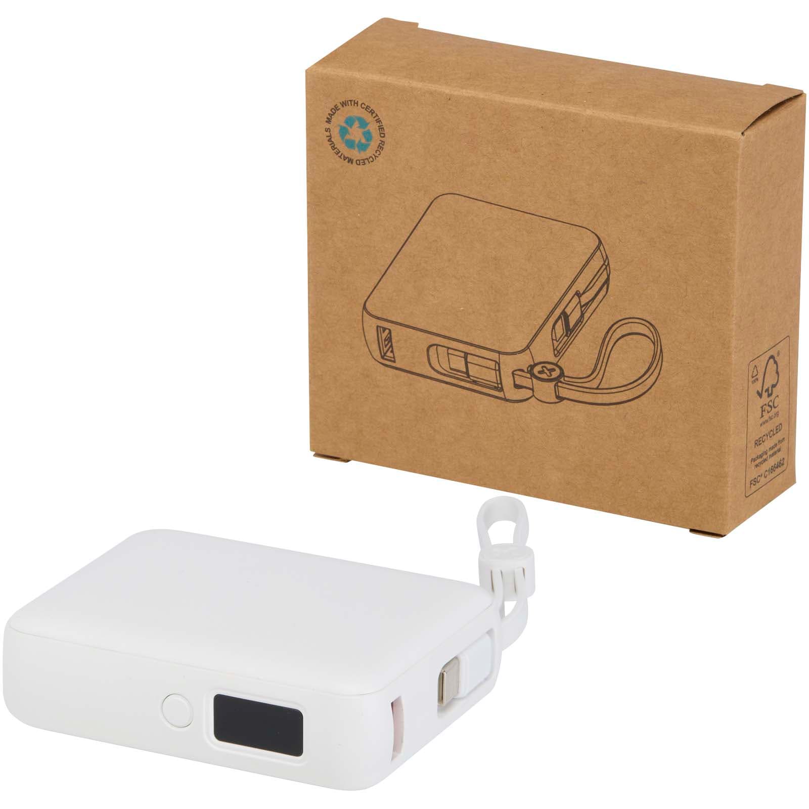 Acrux 10 000 mAh 35 W nettbrett mobillader med innebygd Type-C-kabel – laget av resirkulert plast