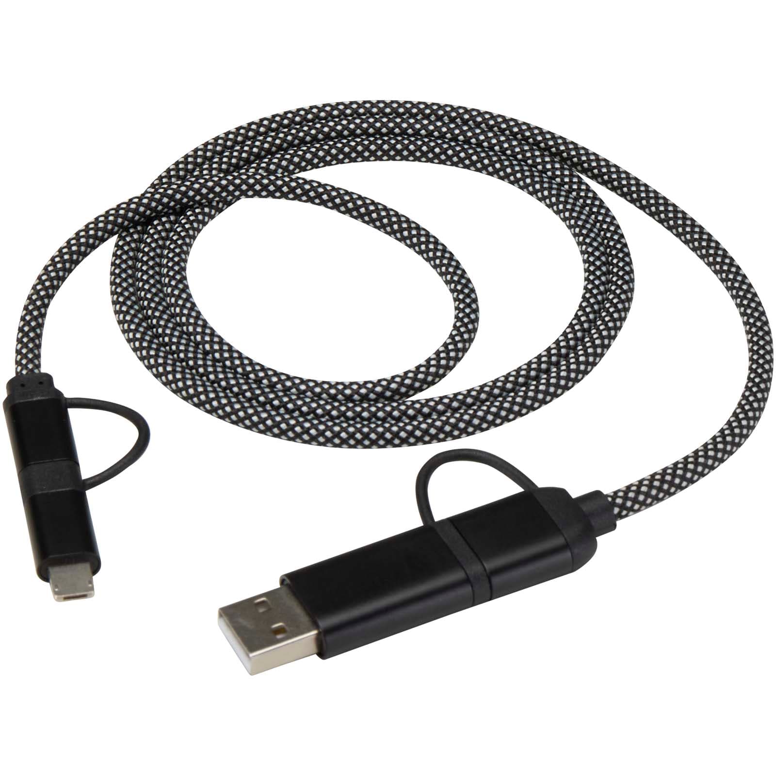 SMART 65 W, 100 cm, RCS sertifisert magnetisk 5-i-1-ladekabel, Solid svart