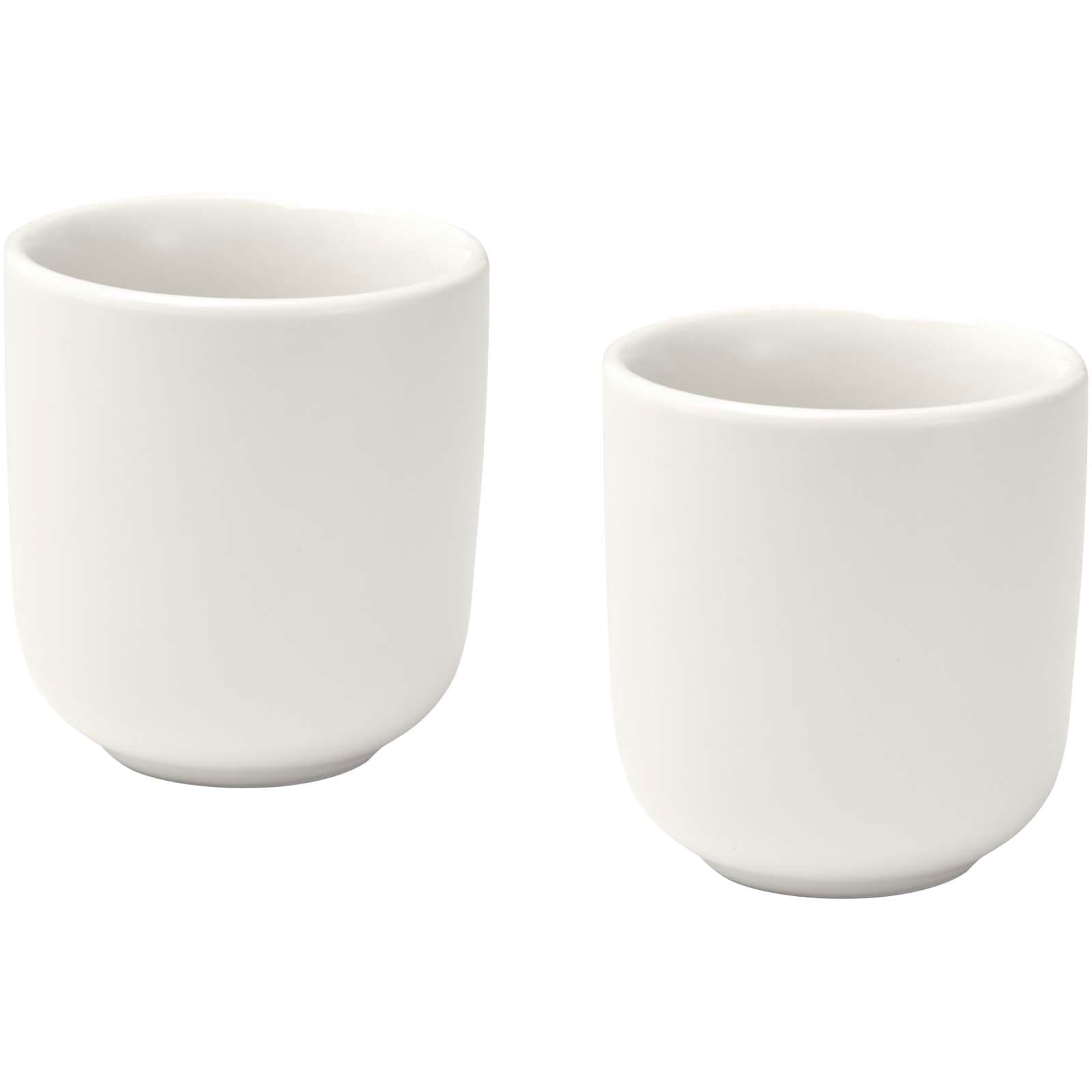 Male keramikk espressokopper 90 ml, sett med 2, matt overflate, Hvit