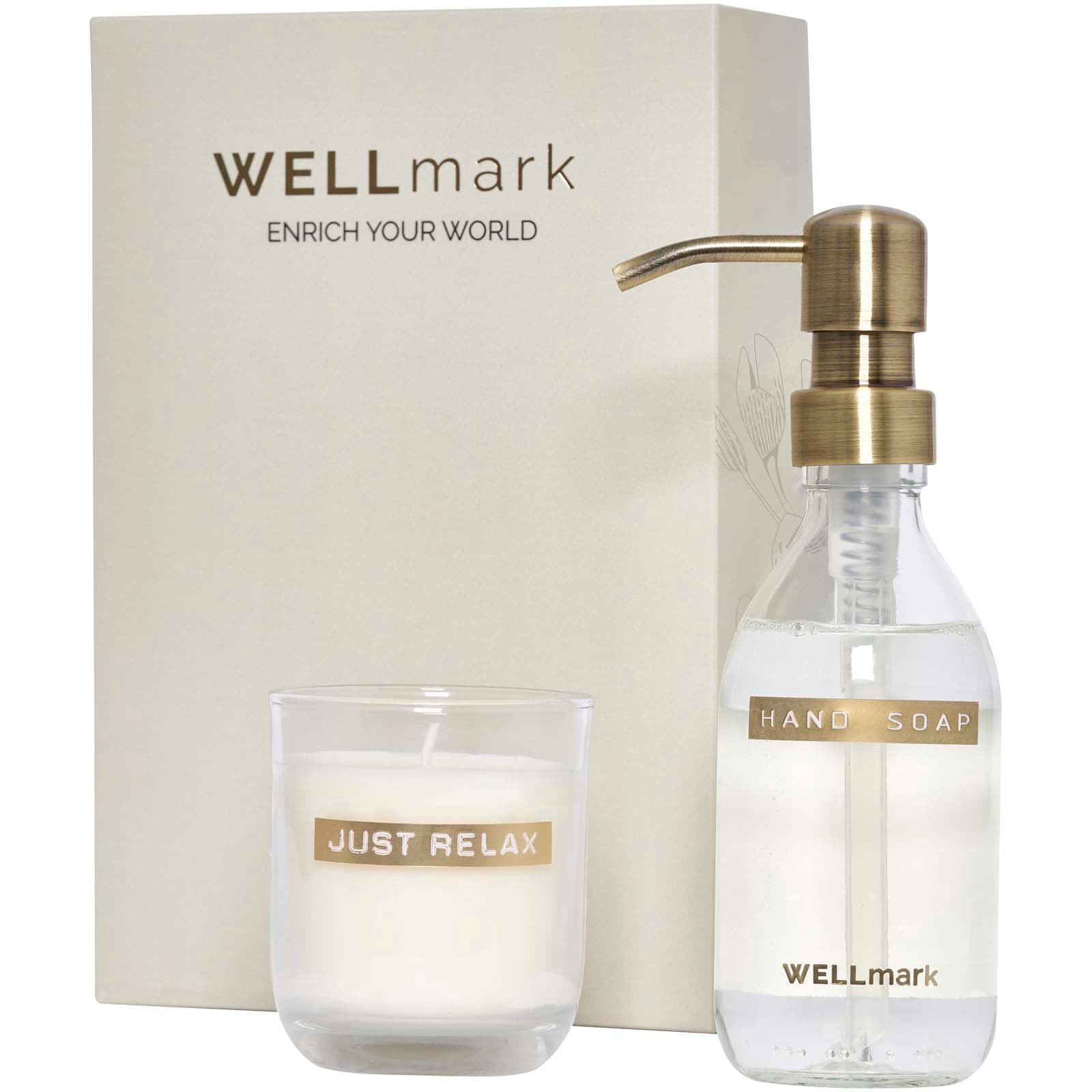 Wellmark Discovery 250 ml håndsåpedispenser og 150 g duftende stearinlyssett, Hvit