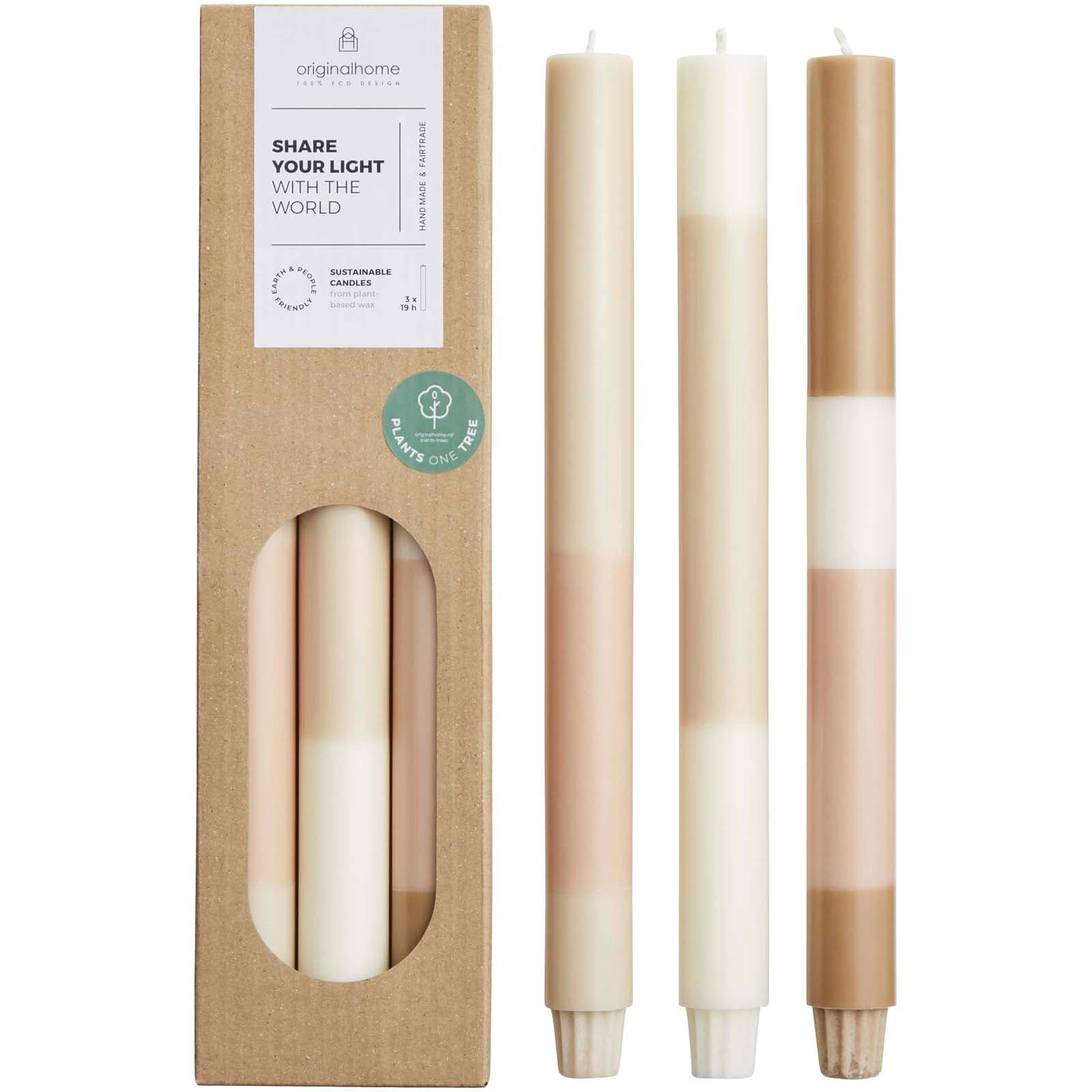Originalhome lagdelte stearinlys – sett med 3