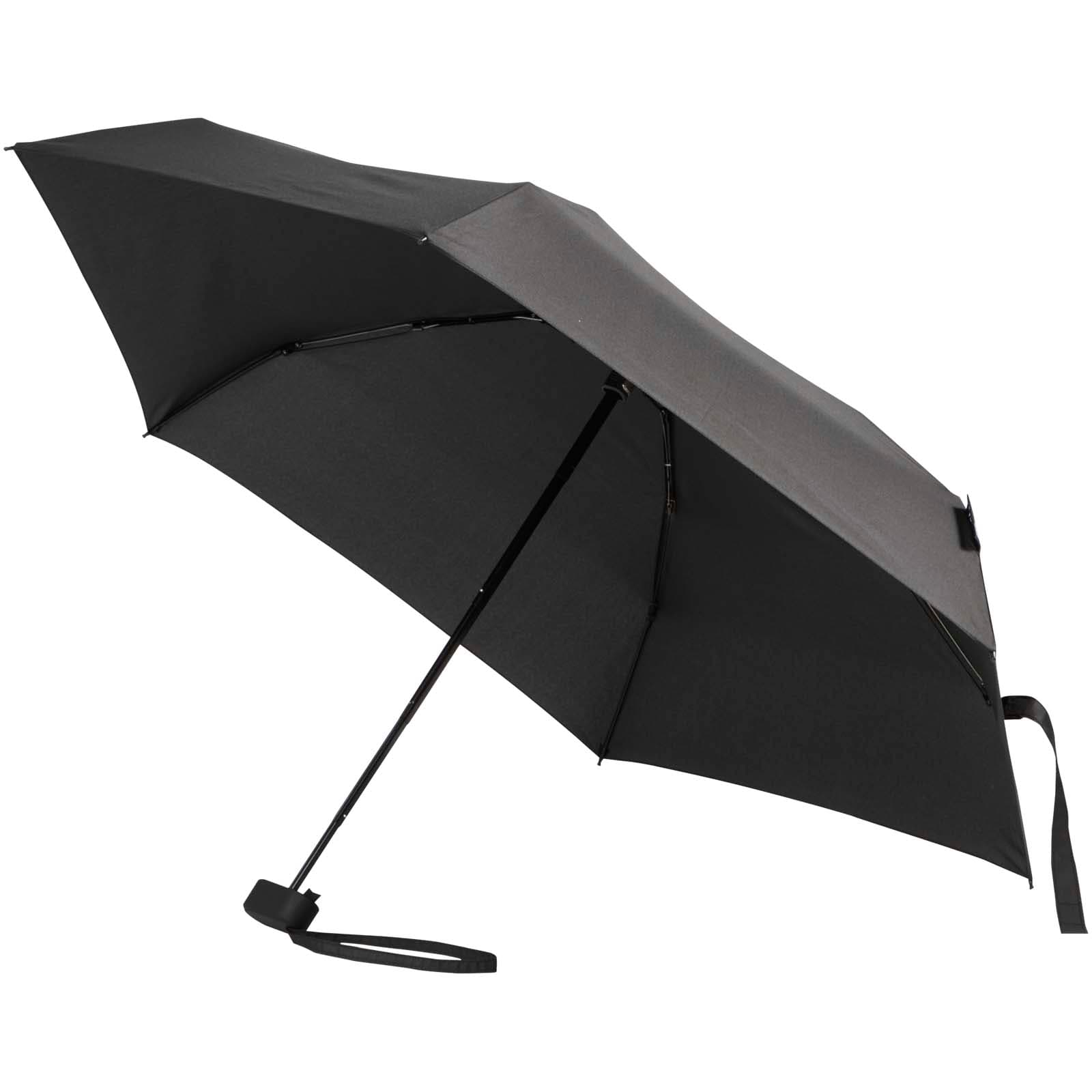 Jill 19" sammenleggbar, kompakt 5 seksjoners RPET paraply, Solid svart