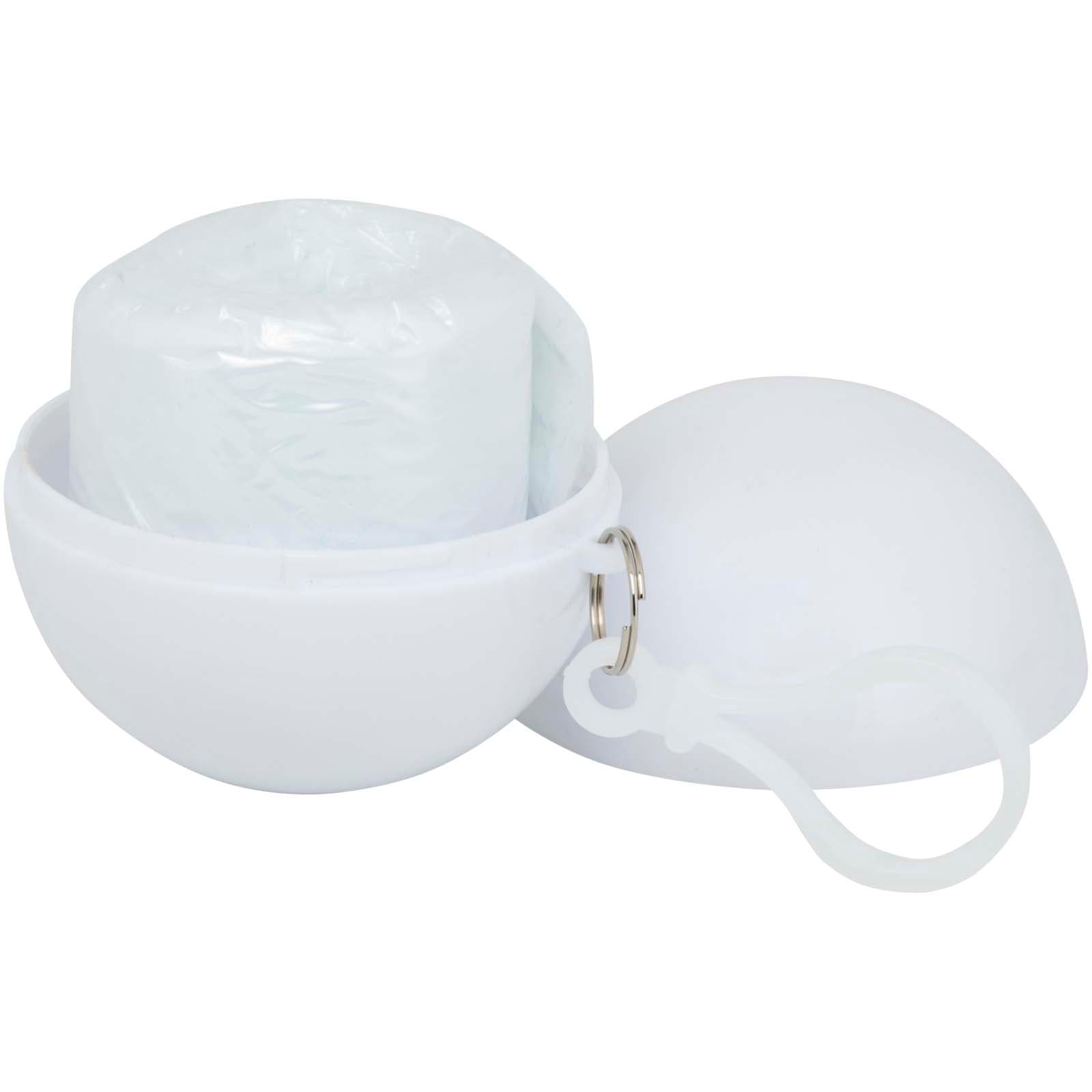 Fog poncho i rund plastbeholder med karabinkrok, Hvit
