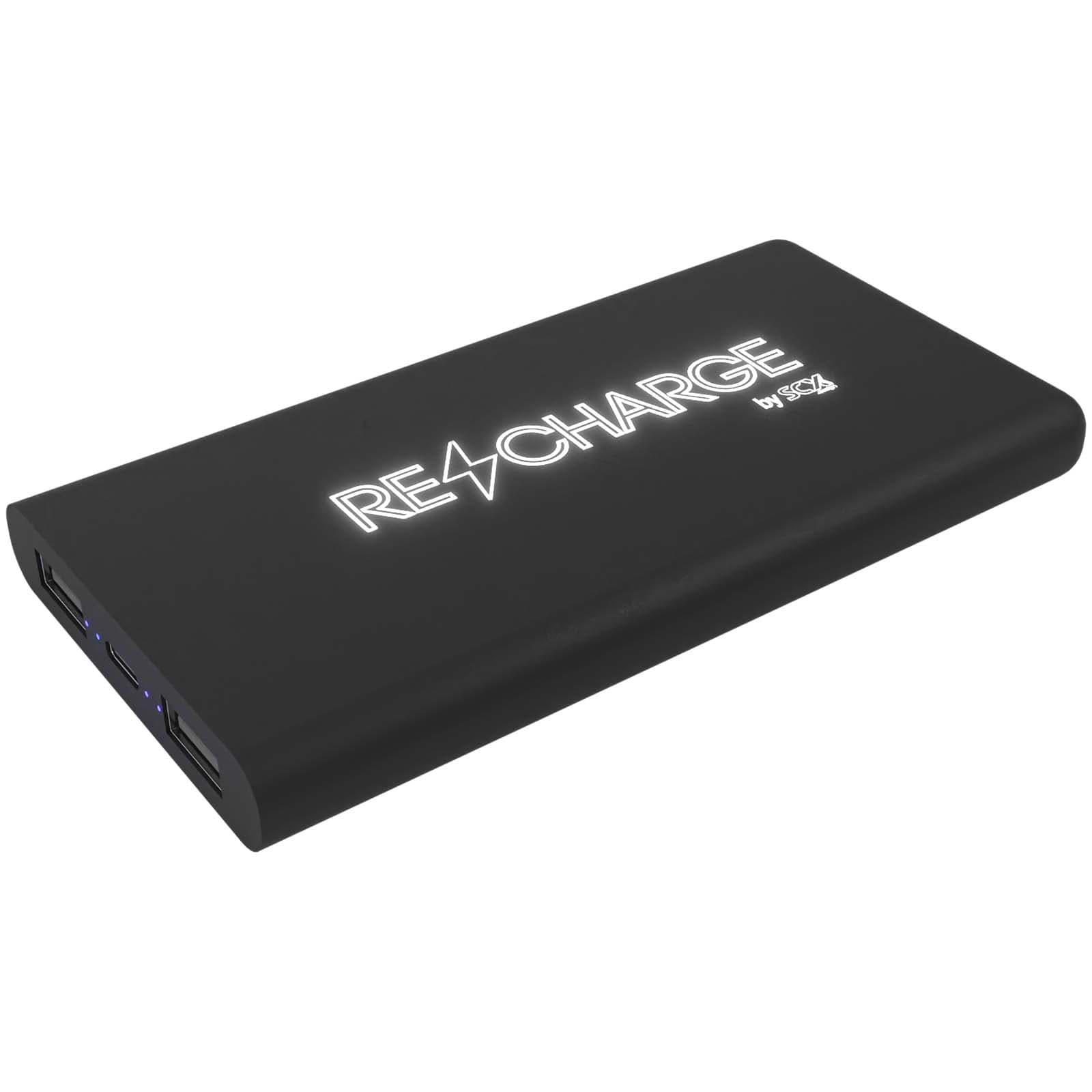 SCX.design P40 10 000 mAh opplyst trådløs mobillader av gummi, Solid svart