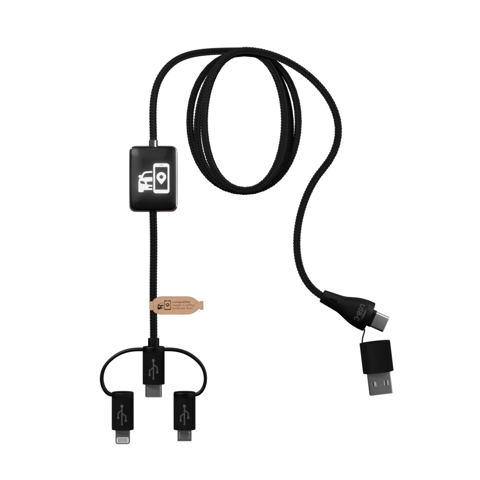 SCX.design C48 CarPlay 5-i-1 ladekabel, Solid svart