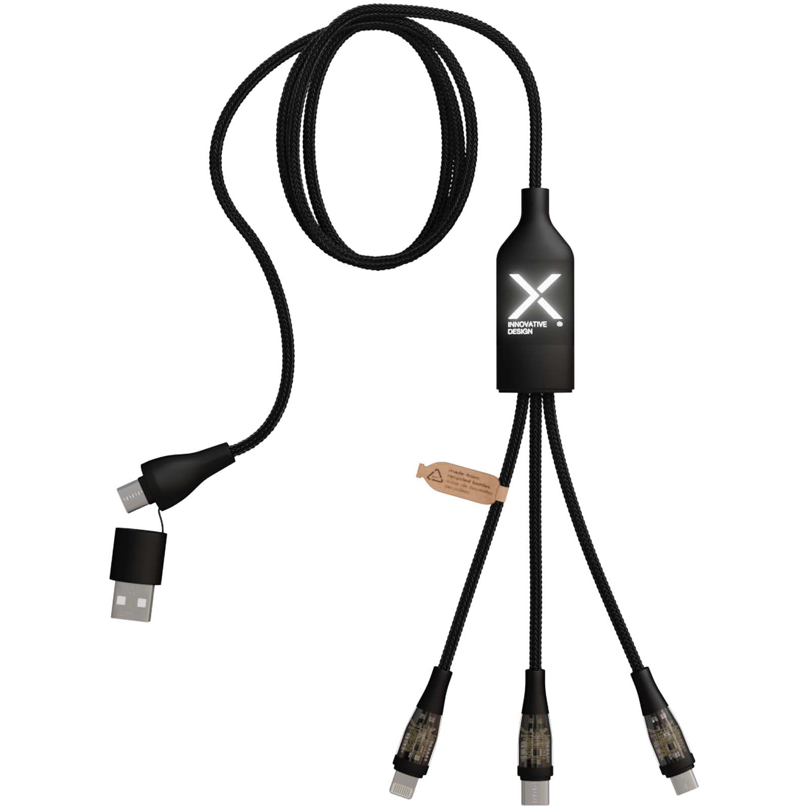 SCX.design C50 5-i-1 hurtigladende 100 W / 5 A-kabel med digital skjerm, Solid svart