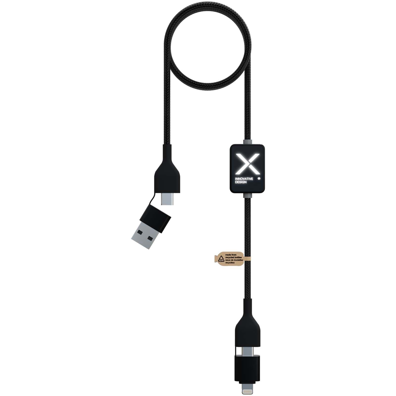 SCX.design C32 60 W ladekabel med lysende logo og av/på knapp, Solid svart