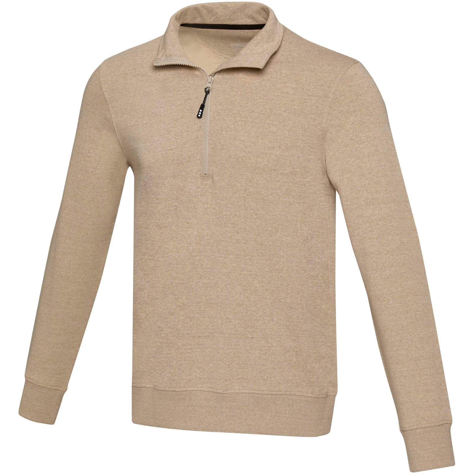 Tin 280 g/m² unisex Aware™ resirkulert genser med kort glidelås, Havregryn