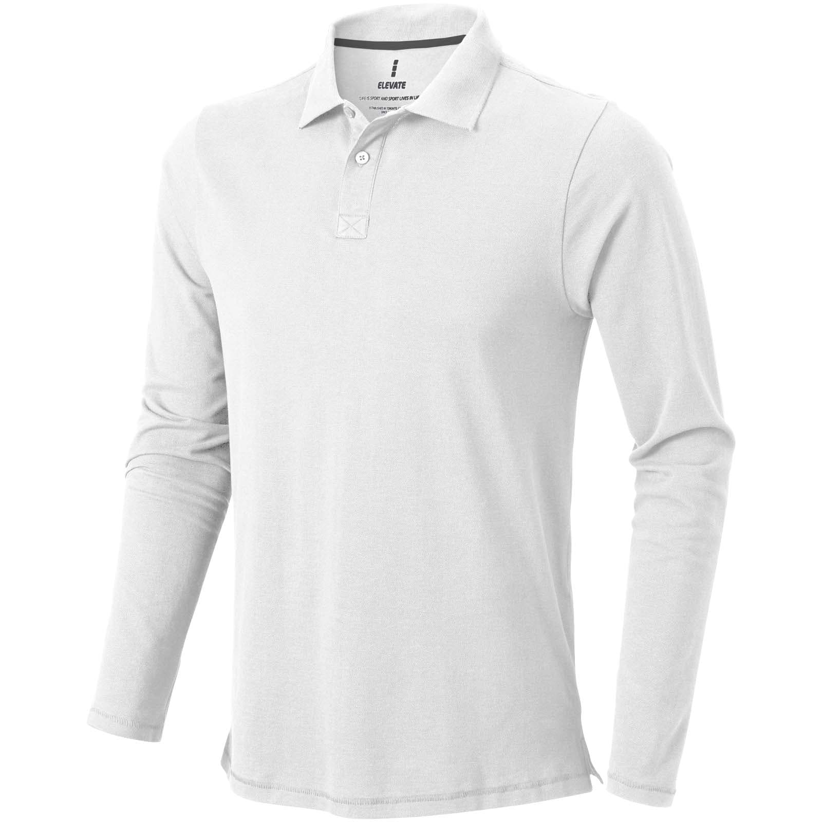 Calgary 180 g/m² langermet polo herre, Hvit