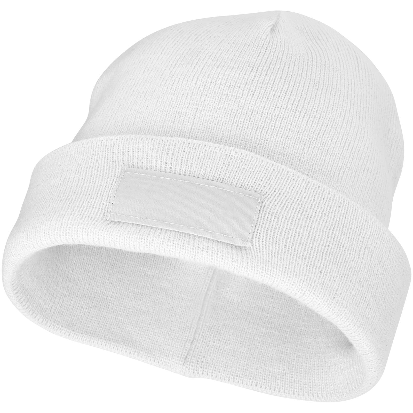 Boreas beanie med lapp, Hvit