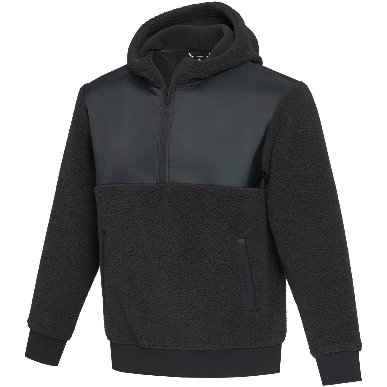Evans 370 g/m² unisex resirkulert sherpa fleecejakke, Solid svart