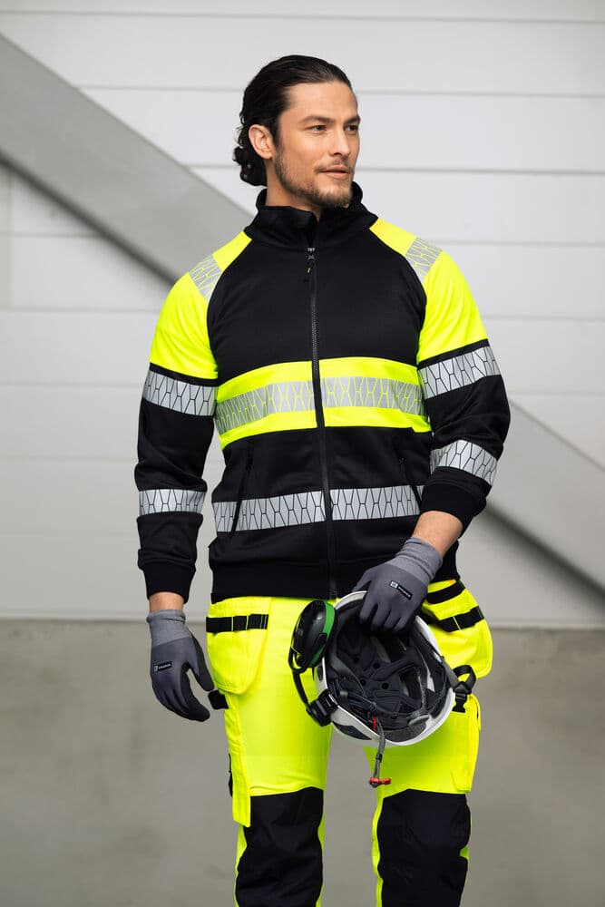 Sweatshirt Full-Zip Hi-Vis, På modell 1